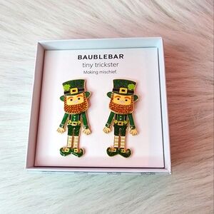 BaubleBar Tiny Trickster Earrings - Green and Gold